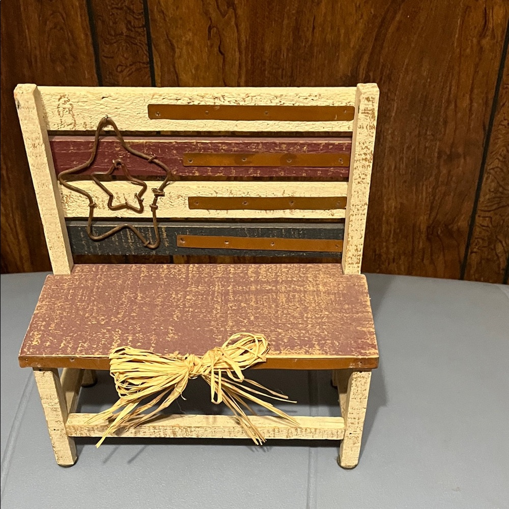 Rustic Wooden Bench with Star Design